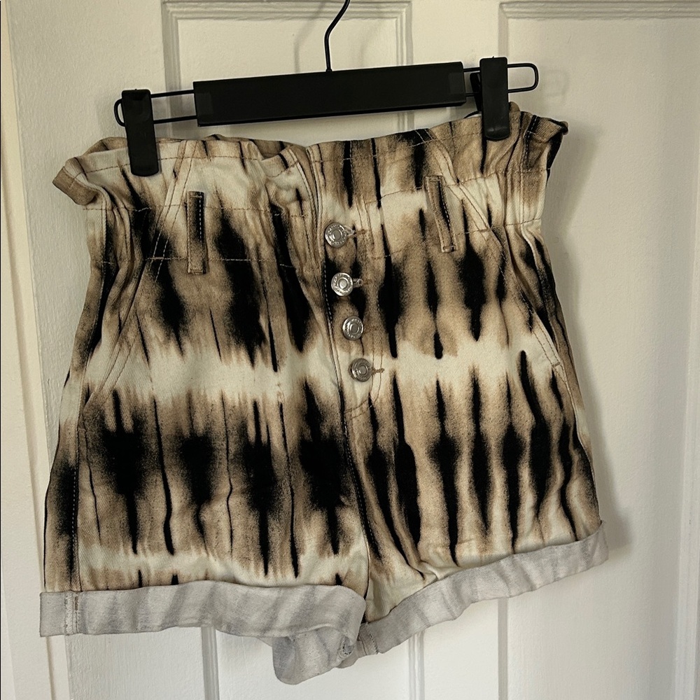 Topshop High Waist Black and Tan Shorts